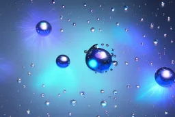 Blue raindrops, diamant, glow, vulcan , close up view, photo quality, ultra realistic