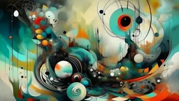Arte abstracto en un estilo surrealista, mezclando elementos oníricos y yuxtaposiciones inesperadas.