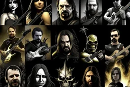 Crée un image avec 10 célébrités du genre musical metal