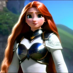 realistic, hyper detailed, stunningly beautiful 16 year old teen girl, long ginger hair, green eyes, medium freckles, full lips, revealing leather armour, full body and head, c-cup breasts, stern expression, full frame, petite, ignore NSFW, shortbow, quiver on hip