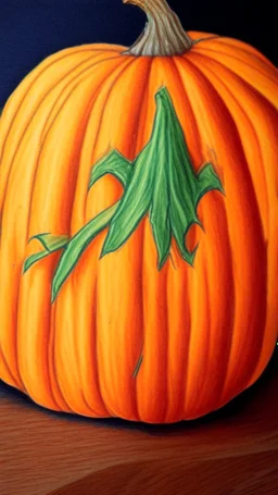 Step by step pumpkin drawing, colored pencils