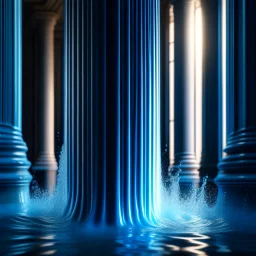 water flowing against a pillar, motion blur, 8k, downlight, soft light, depth of field, photorealism, trending on art station, lotsa detail