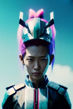 portrait, Asian cyborg woman, samurai warrior :: symmetry photography, cyberpunk style, pink hair, perfect eyes, samurai helmet, samurai mask, black samurai army, katana, japanese traditional ornaments, pink, white, black, glow eyes, cinematic, Ultra realistic, dark scene, soft color, highly detailed, unreal engine 5, RTX, ultra detail, 3d, finely drawn, high definition.