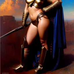 portrait ' Sexy busty Power Girl naked ',ancient metal armor and Helmet ,painting by gaston bussiere, greg rutkowski, yoji shinkawa, yoshitaka amano, tsutomu nihei, donato giancola, tim hildebrandt, oil on canvas, cinematic composition, extreme detail,fit full head inside picture,16k