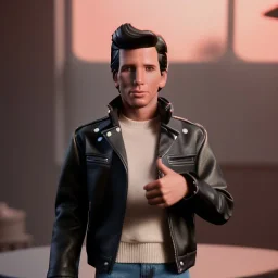 wide view young Fonzie with black hair greaser Action figure doll 1975 (thumbs-up) (face) Forehead grin, fonzarelli, ((Arnold's drive-in)) eyes fonziE fonz ayyyyyy!