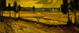 A golden yellow savanna with an arena in a thunderstorm painted by Vincent van Gogh