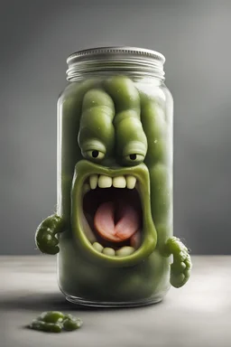 very angry pickles in jar