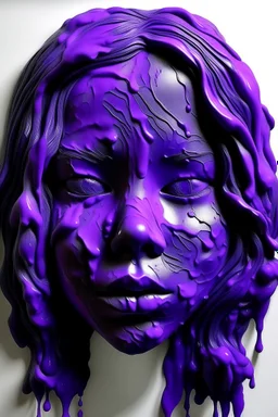 Purple girl face with rubber effect in all face with black melting rubber effect hair