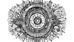 time traveler, ink drawing, portal, ink splash, highly detailed, intricate, futuristic. High detail. Sharp focus.