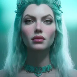 A portrait of a green crystalised ices queen, atmospheric, realistic, unreal engine, cinematic lighting, octane render.