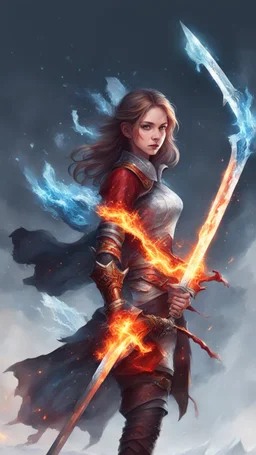 Girl with fire and ice swords