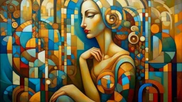 cubist painting, relaxation, luxury, dream world, calm beauty, symmetry, fantasy world, magic, beautiful composition, exquisite detail