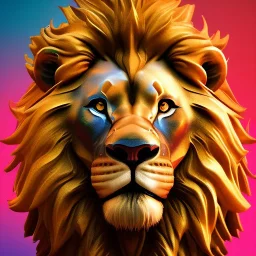 Lion portrait, bright colors, splash paint, centered, detail, 8k resolution, octane render