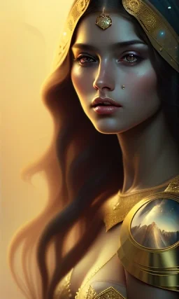 Arab princess , cute, beautiful, long hair, wavy hair, black eyes,Veiled، head and shoulders portrait, cinematic, 8k, resolution concept art portrait by Greg Rutkowski, Artgerm, WLOP, Alphonse Mucha dynamic lighting hyperdetailed intricately detailed