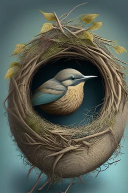 Design a circle with a bird's nest