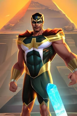 Egypt superhero with ا Pyramid powers full body