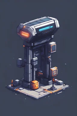 game asset, à minimalist futuristic checkpoint, pixel art, 2D front view