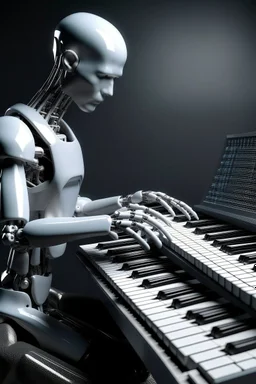 a picture of keyboard player merge with ai