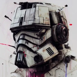 photorealistic at-at pilot helmet with weathered painting , illustration on coarse canvas by <agnes cecile> and <Yoji Shinkawa>, ornate and intricate details , soft smooth lighting, ultra detailed concept art,