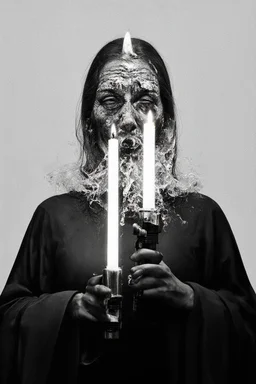 face melting light saber candle INFINATE MONEY GLITCH in the style of surrealism black and white divinci