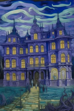 A purple palace filled with ghosts painted by Vincent van Gogh