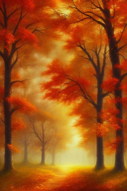 Oil painting autumn atmosphere. autumn