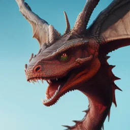 red dragon, dragon portrait, portrair, dragon head, dragon face, big eyes, fangs, dragon with horns, 8k resolution, high-quality, fine-detail, fantasy, incredibly detailed, ultra high resolution, 8k, complex 3d render, cinema 4d