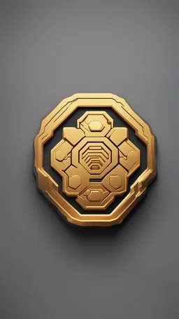 a smooth 3d game graphics rounded hex shaped golden coin with a full body relief print of Abobo