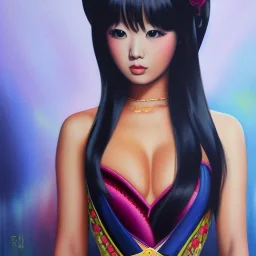 Full body portrait, painting, medium shot lady Itami-Kawaii