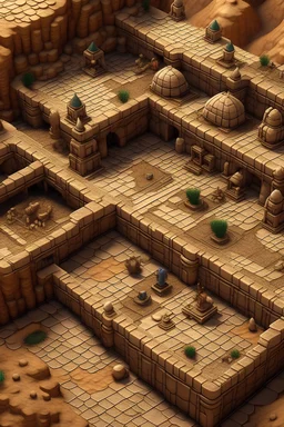 RPG tabletop desert dungeon upview