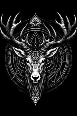 Logo for Metalband. Name of the band is Panthalassa. Dark, horror, deer