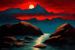 night, rocks, mountains, epic, rodolphe wytsman impressionism paintings