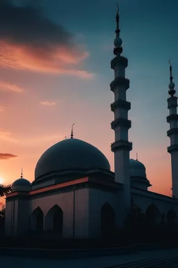 gambar masjid aestetik dengan pemandangan langit senja