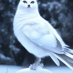 smooth hyper realistic, beautiful Japanese snow bird in crown, pale colors, dark cosmos background, cat еye, extremely sharp detail, finely tuned detail, ultra high definition, 8 k, unreal engine 5, ultra sharp focus, accurate sword wings, positive smile, lot of details, fit within portrait, Ambiance winter, perfect composition, perfect hair, perfect hands, finger up gestures