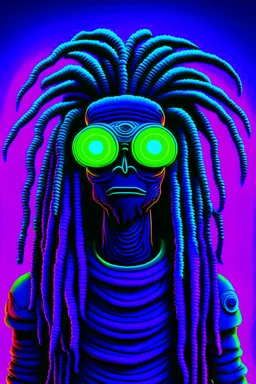 A retrowave hippie alien with dreadlocks