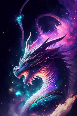 Fierce Magical dragon in space