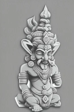 Hindu god Brahma，cute,sticker,Adobe Illustrator,grayscale,3D vector art,hand drawn, digital ,low-poly, retro aesthetic,Greek god with medium aesthetic theme, illustration, highly detailed, simple, smooth, clean vector, no jagged lines, smooth,