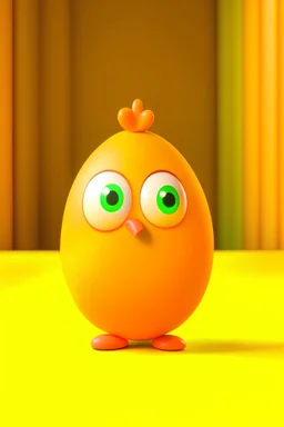 An animated egg talking .