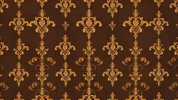 Light Brown Damask Pattern On Dark Brown Cement Wall.