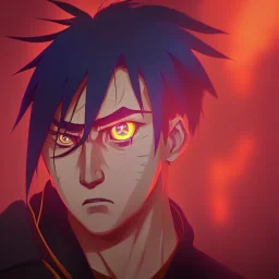 portrait of naruto, fire eyes, ultimate power, beast mode,cyberpunk effect,