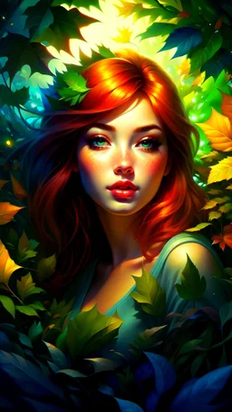 a painting of a woman surrounded by leaves, featured on artgerm, as seen on artgerm, artgerm 4 k, beautiful fantasy art portrait, extremely detailed artgerm, realistic cute girl painting, artgerm and rossdraws, beautiful anime portrait, artgerm and james jean, stanley artgerm lau, artgerm. anime illustration