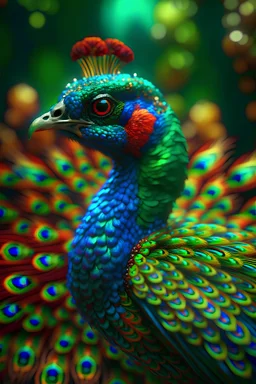 the 4d psychedelic interference patterned peacock that could trigger epilepsy, rock star portrait, photo-realistic, shot on Hasselblad h6d-400c, zeiss prime lens, bokeh like f/0.8, tilt-shift lens 8k, high detail, smooth render, down-light, unreal engine 5, cinema 4d, HDR, dust effect,, smoke