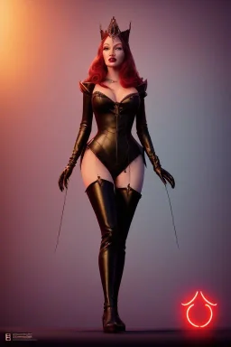 Veronica Lake as evil queen in black leather, busty, cleavage, curvy, angry, stern look. character design by cory loftis, fenghua zhong, ryohei hase, ismail inceoglu and ruan jia. unreal engine 5, artistic lighting, highly detailed, photorealistic, fantasy