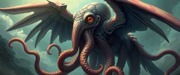 octopus bird with looks beyond really powerful, fantasy illustration