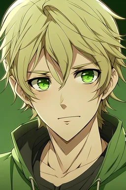 dirty blonde haired green eyed anime guy