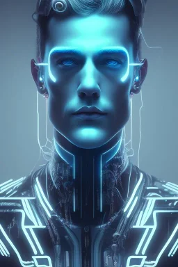 cyberpunk, head, men, portrai, tron