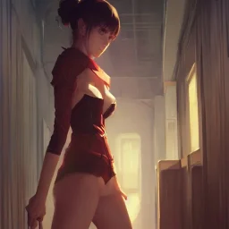 by wlop, ilya kuvshinov, krenz cushart, greg rutkowski, pixiv, sarah j. maas book cover style magician at the end of a corridor, smooth, sharp focus, d & d style, artstation, 4 k, hdr