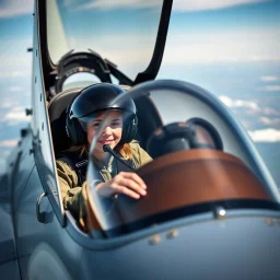 Greta Thunberg pilots a fighter jet.