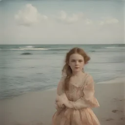 Sunny day, autochrome, tsar daughter maria on the beach