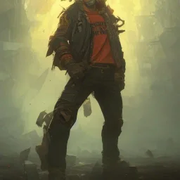 Full body portrait of Chainsaw man, 8k resolution concept art portrait by Greg Rutkowski, Artgerm, WLOP, Alphonse Mucha dynamic lighting hyperdetailed intricately detailed Splash art trending on Artstation triadic colors Unreal Engine 5 volumetric lighting, mappa studios